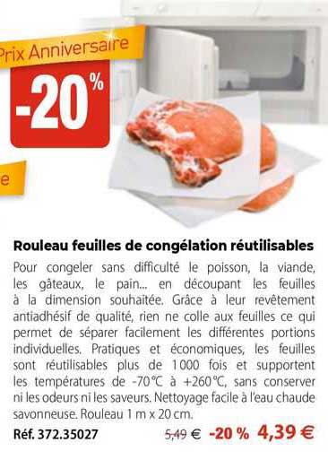 Rouleau Feuilles De Congélation Réutilisables