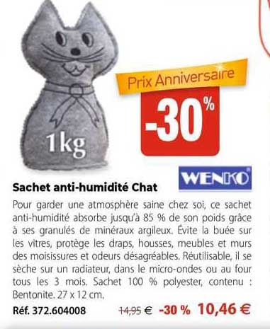 sachet anti-humidité chat wenko