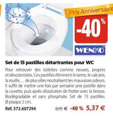 Set De 15 Pastilles Détartrantes Pour Wc Wenko