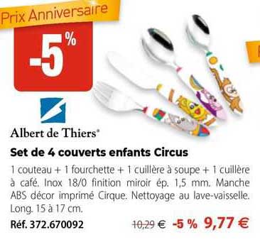 set de 4 couverts enfants circus albert de thiers