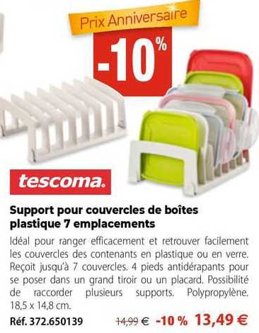 support pour couvercles de boîtes plastique 7 emplacements tescoma