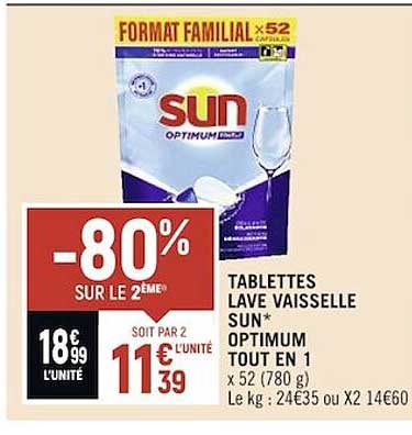 tablettes lave vaisselle sun optimum tout en 1