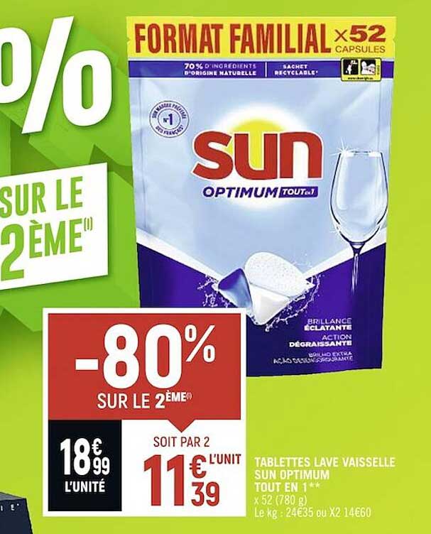 tablettes lave vaisselle sun optimum tout en 1