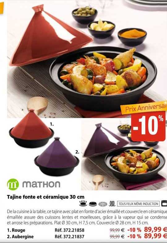 Tajine Fonte Et Céramique 30 Cm Mathon