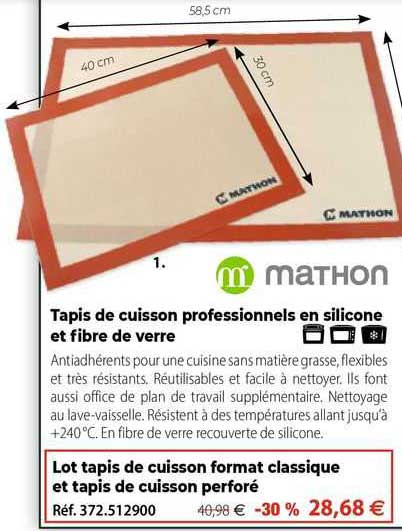 Tapis De Cuisson Professionnels En Silicone Et Fibre De Verre Mathon