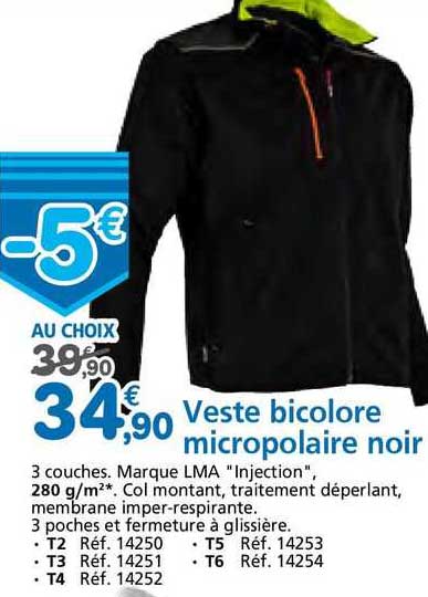 veste bicolore micropolaire noir