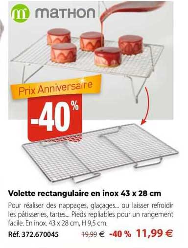 volette rectangulaire en inox 43 x 28 cm mathon