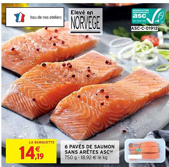 6 pavés de saumon sans arêtes asc