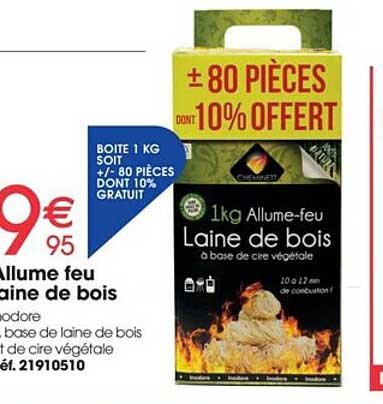allume feu laine de bois