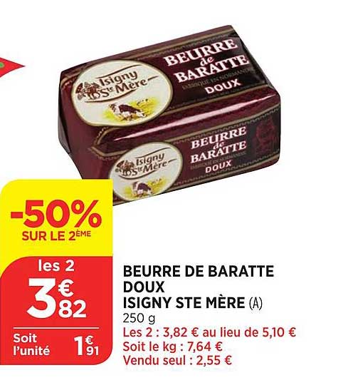 beurre de baratte doux isigny ste mère