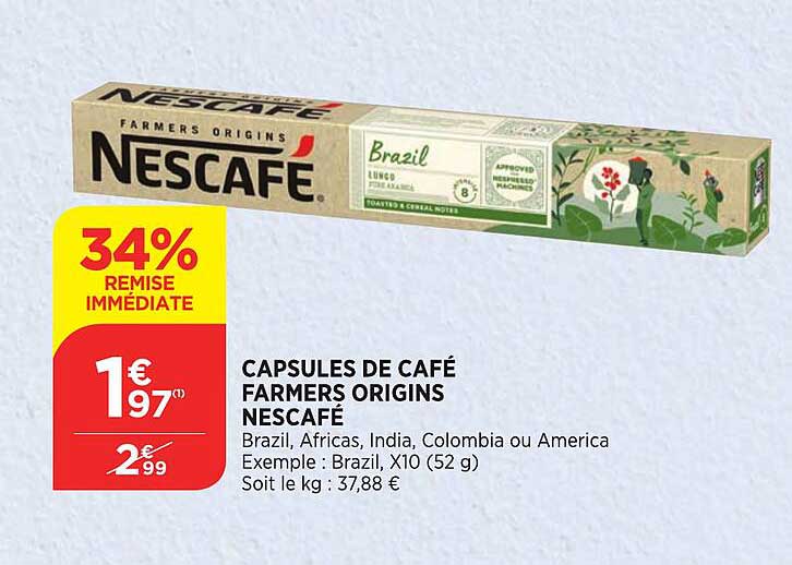 capsules de café farmers origins nescafé