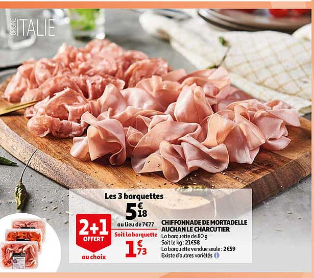 Chiffonnade De Mortadelles Auchan Le Charcutier