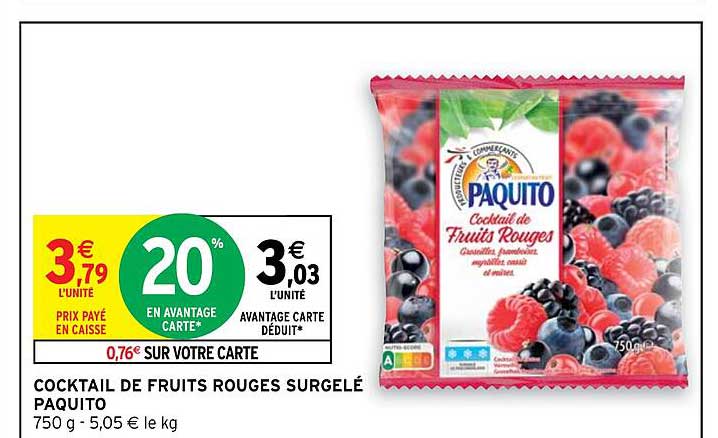 Cocktail De Fruits Rouges Surgelé Paquito