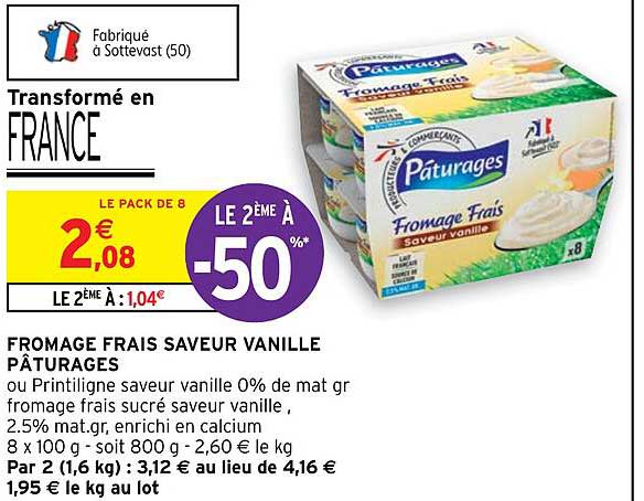 Fromage Frais Saveur Vanille Pâturages