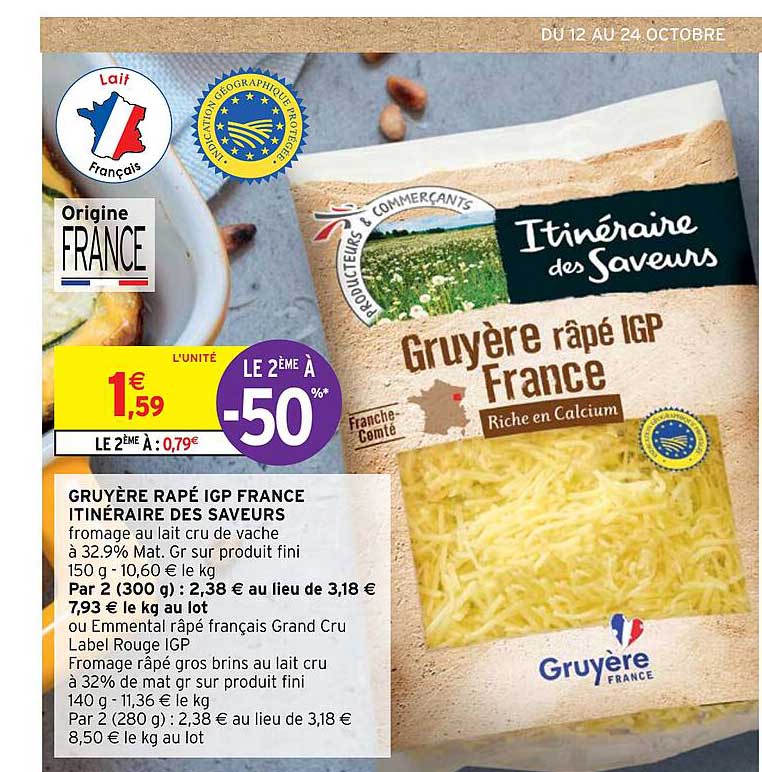 Gruyère Râpé Igp France Itinéraire Des Saveurs