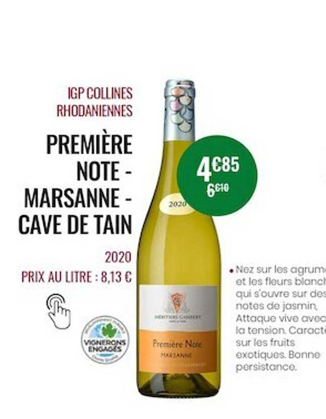 igp collines rhodaniennes première note - marsanne - cave de tain 2020