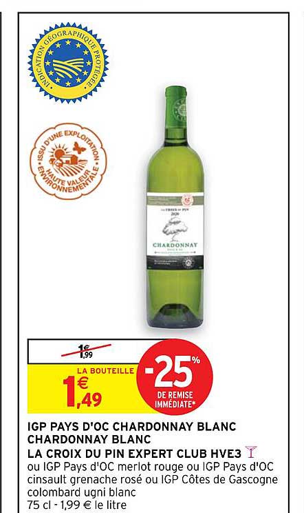 Igp Pays D'oc Chardonnay Blanc Chardonnay Blanc La Croix Du Pin Expert Club Hve3