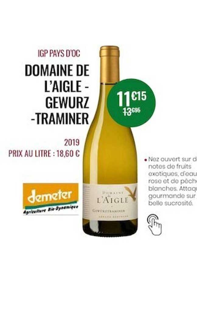 igp pays d'oc domaine de l'aigle - gewurztraminer 2019