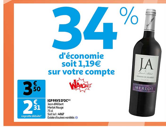 Igp Pays D'oc Jean D'alibert Merlot Rouge