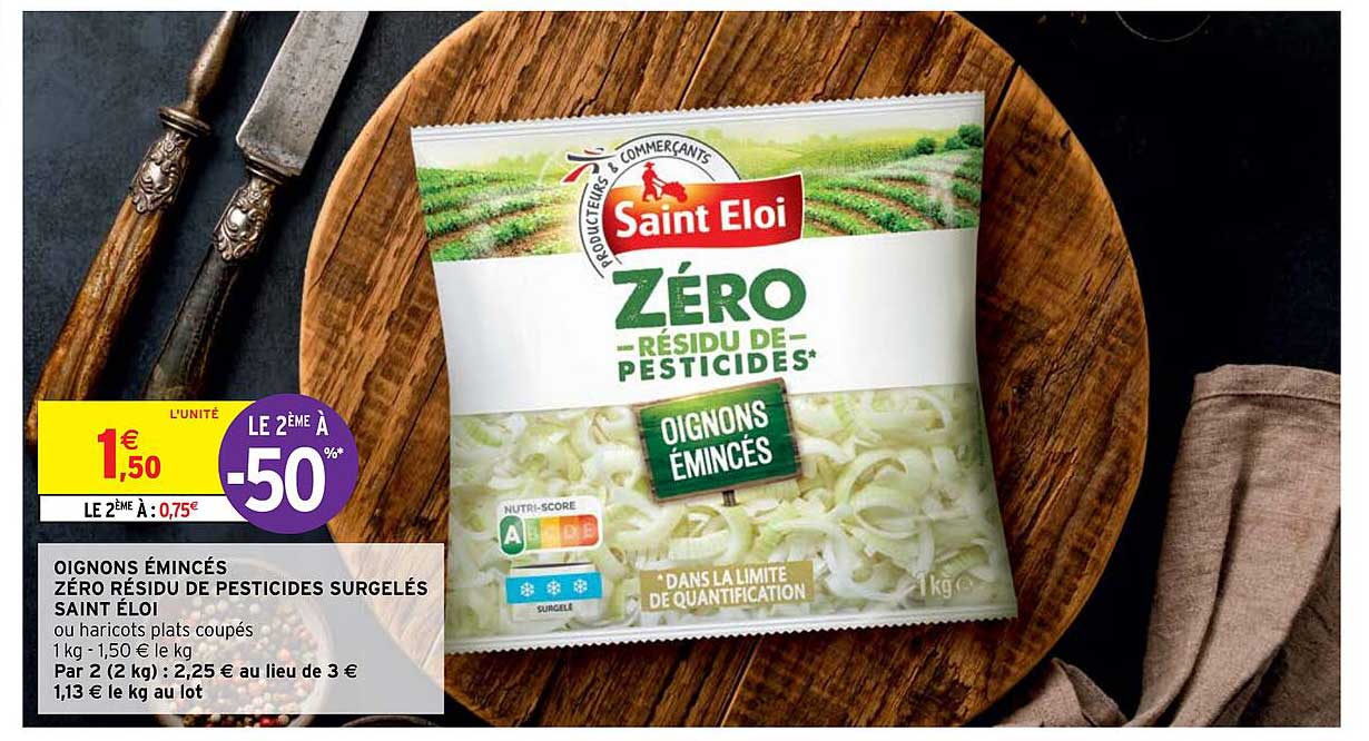 oignons émincés zéro résidu de pesticides surgelés saint éloi