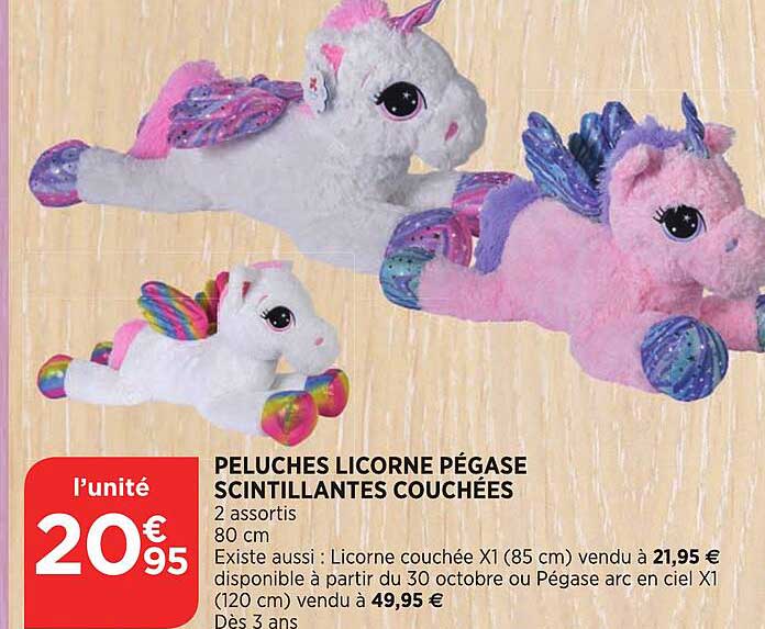 peluches licorne pégase scintillantes couchées