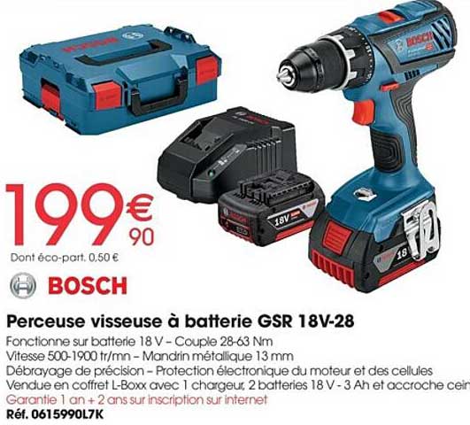 perceuse visseuse à batterie gsr 18v-28 bosch