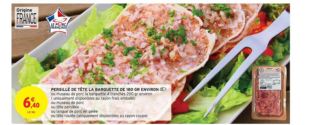 persillé de tête la barquette de 180 gr environ