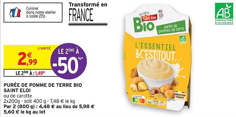 purée de pomme de terre bio saint éloi