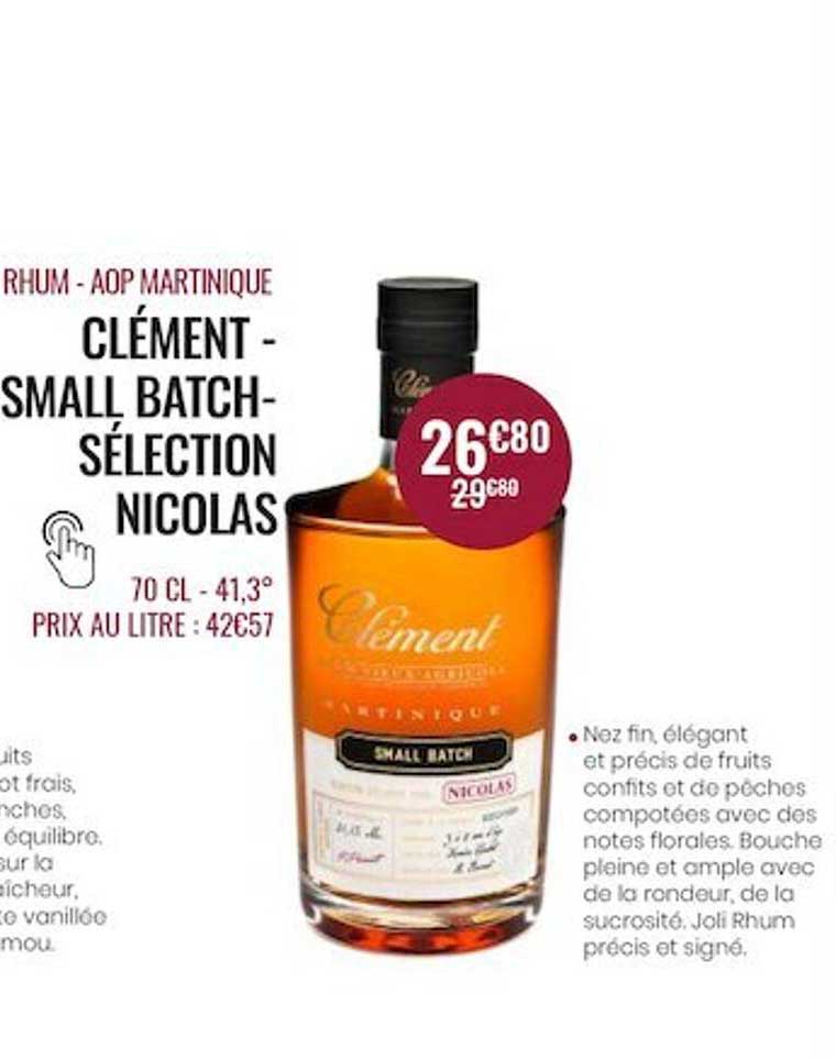 rhum - aop martinique clément - small batch - sélection nicolas