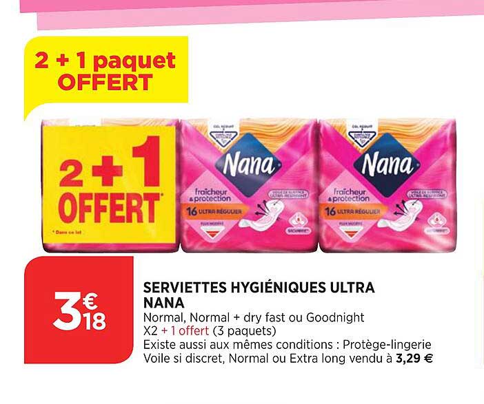 serviettes hygiéniques ultra nana