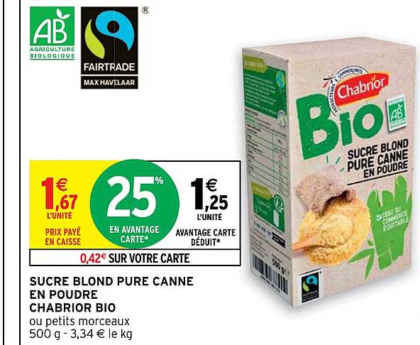 Sucre Blond Pure Canne En Poudre Chabrior Bio