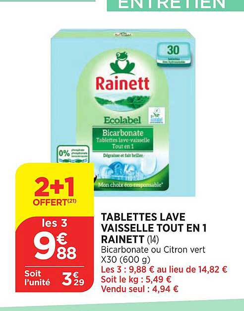 tablettes lave vaisselle tout en 1 rainett
