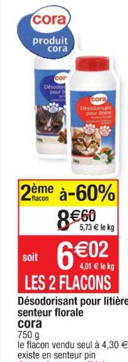 désodorisant pour litière senteur florale cora