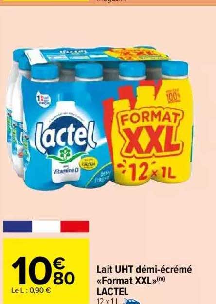 lait uht demi-écrémé «format xxl» lactel