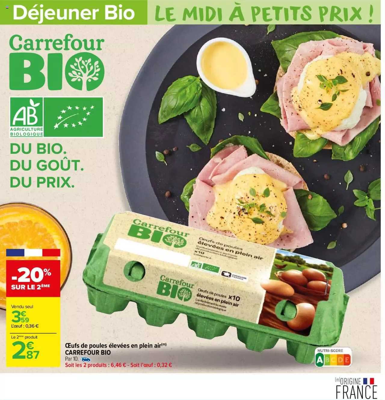 oeufs de poules élevées en plein air carrefour bio