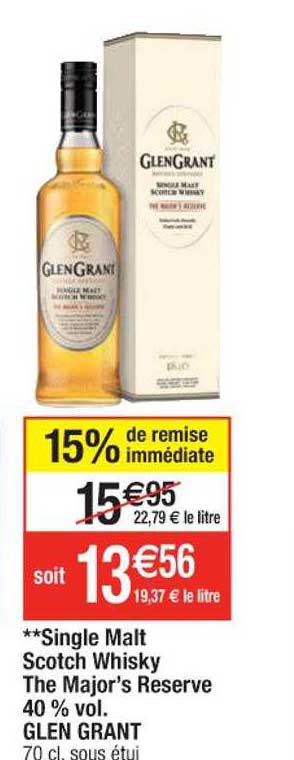 single malt scotch whisky the major's réserve 40% vol. glen grant