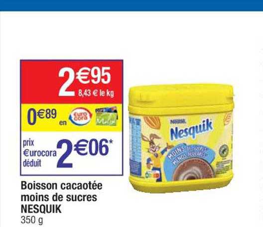 boisson cacaotée moins de sucres nesquik