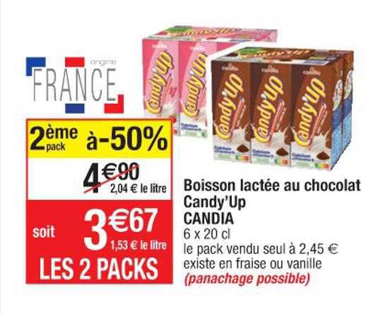 boisson lactée au chocolat candy'up candia