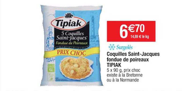 coquilles saint-jacques fondue de poireaux tipiak