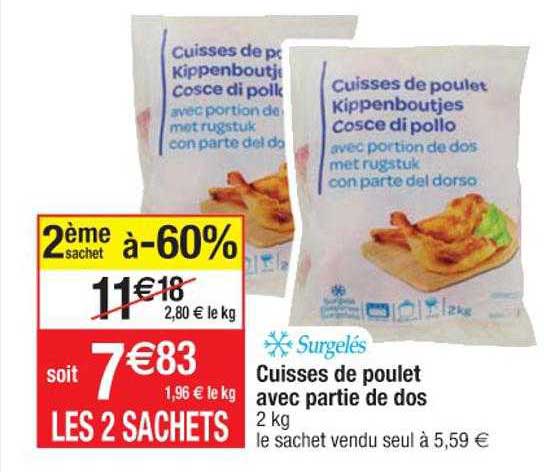 cuisses de poulet avec partie de dos