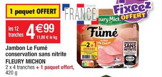 jambon le fumé conservation sans nitrite fleury michon