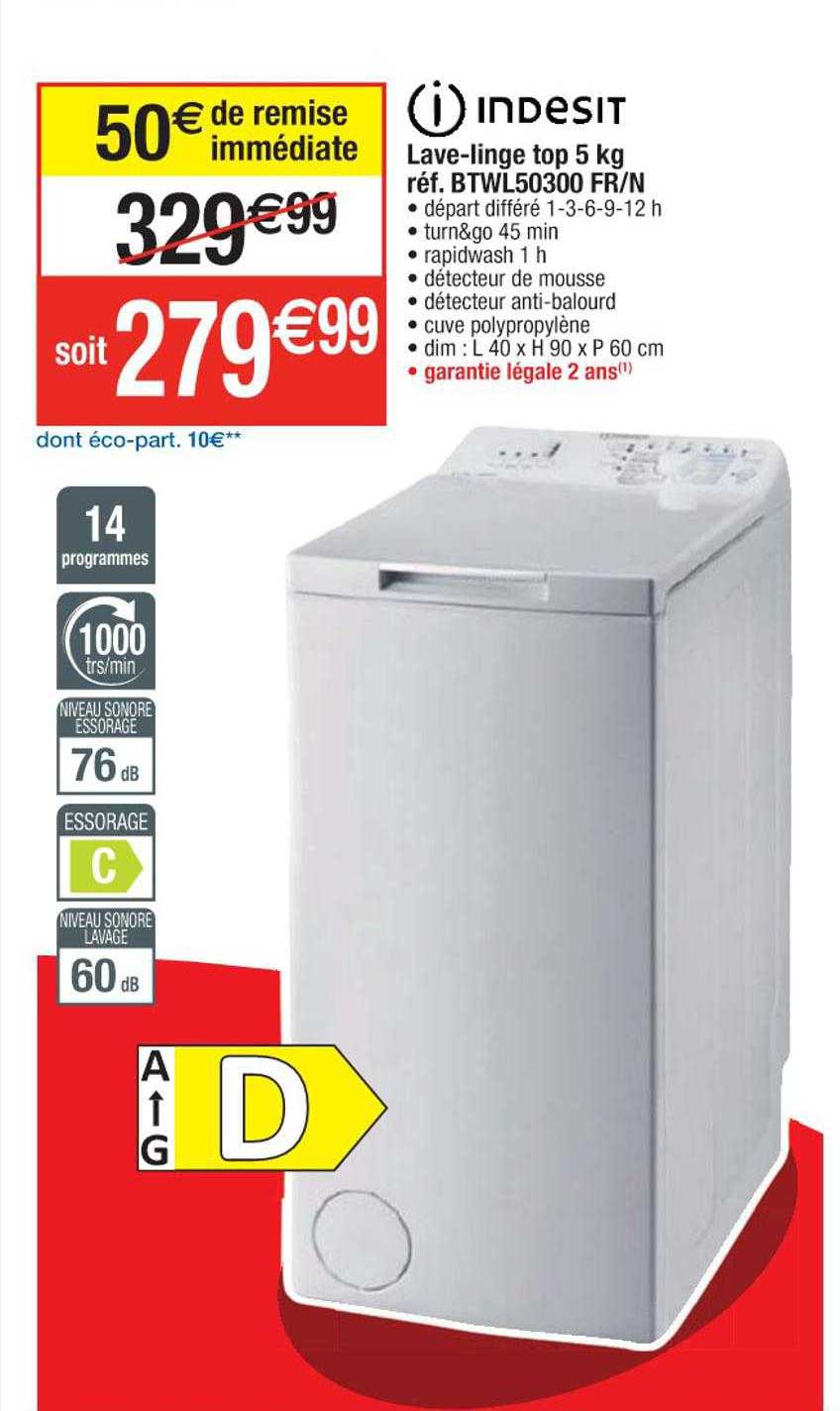 lave-linge top 5 kg indesit