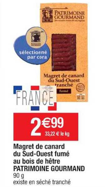 magret de canard du sud-ouest fumé au bois de hêtre patrimoine gourmand