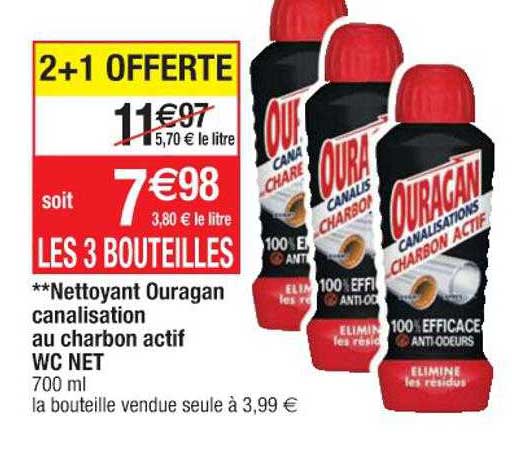 nettoyant ouragan canalisation au charbon actif wc net