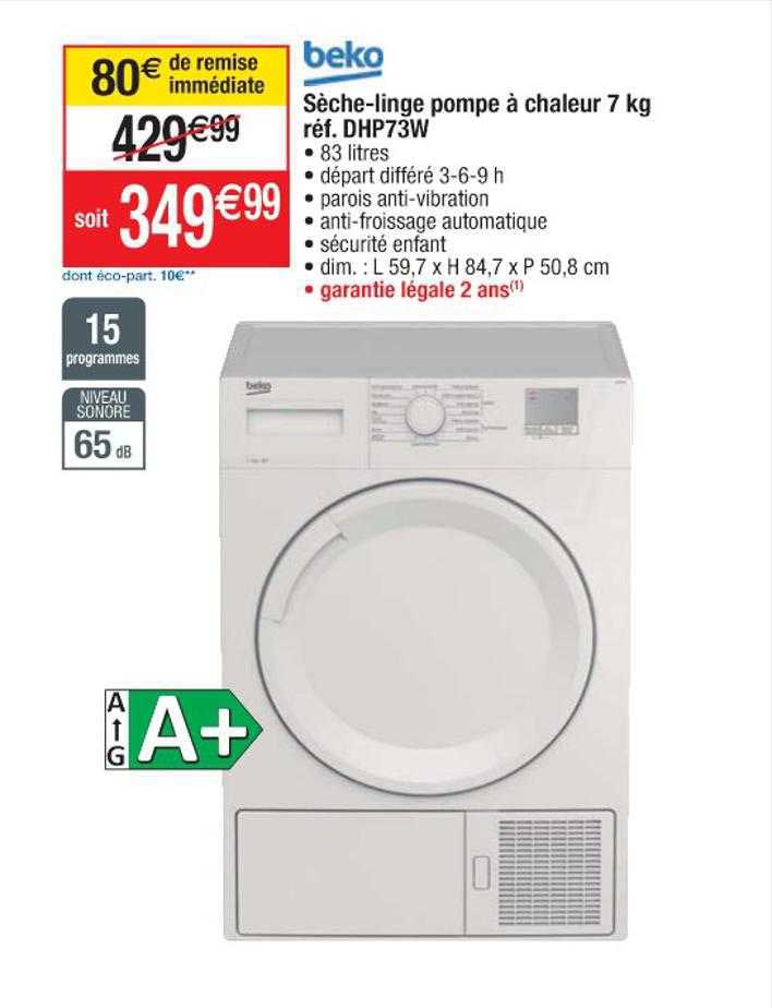 sèche-linge pompe à chaleur 7 kg beko