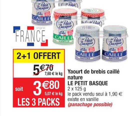 yaourt de brebis caillé nature le petit basque