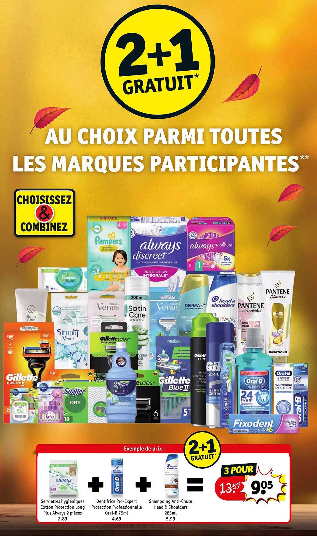 2+1 gratuit aux choix parmi toutes les marques participantes