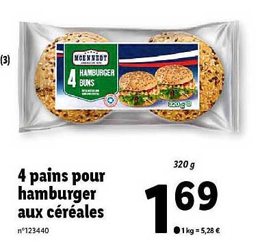 4 Pains Pou Hamburger Aux Céréales Mcennedy