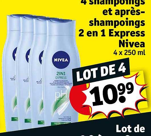 4 shampoings et après-shampoings 2 en 1 express nivea