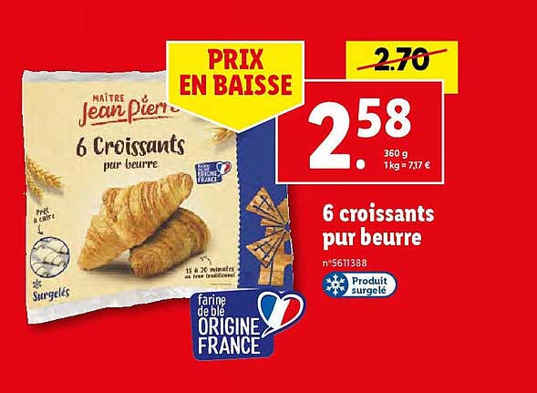 6 croissants pur beurre maître jean pierre